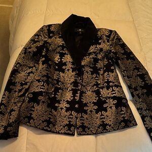 7 For All Mankind Black and Gold Brocade Blazer